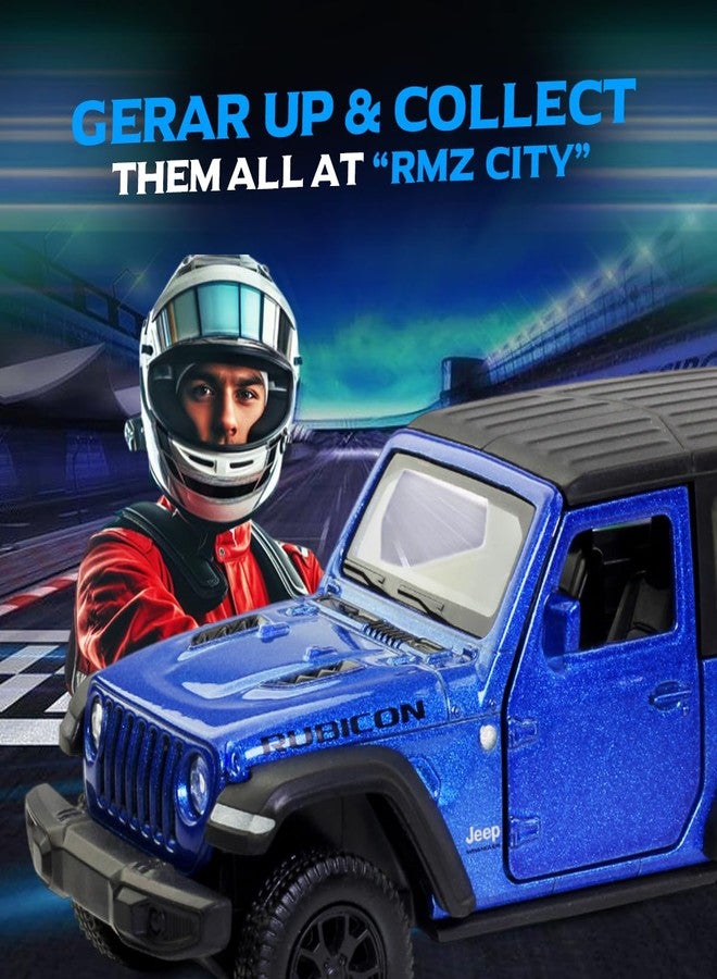 Rmz City 5 Inch Die Cast Jeep Rubicon 2021 Hard Top Toy Car 1:35 Scale Model | Licensed Collectible Vehicle with Opening Doors & Pullback Action | International Series for Kids & Car Lovers | Blue - Image 5